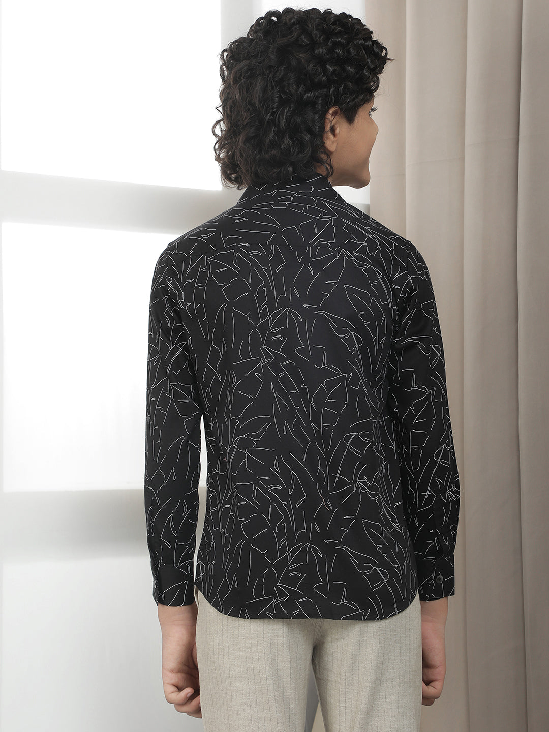 Black 100% Cotton Floral Print Shirt