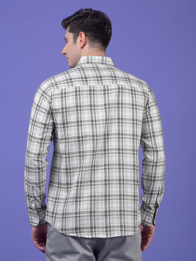 Olive Checked 100% Cotton Shirt