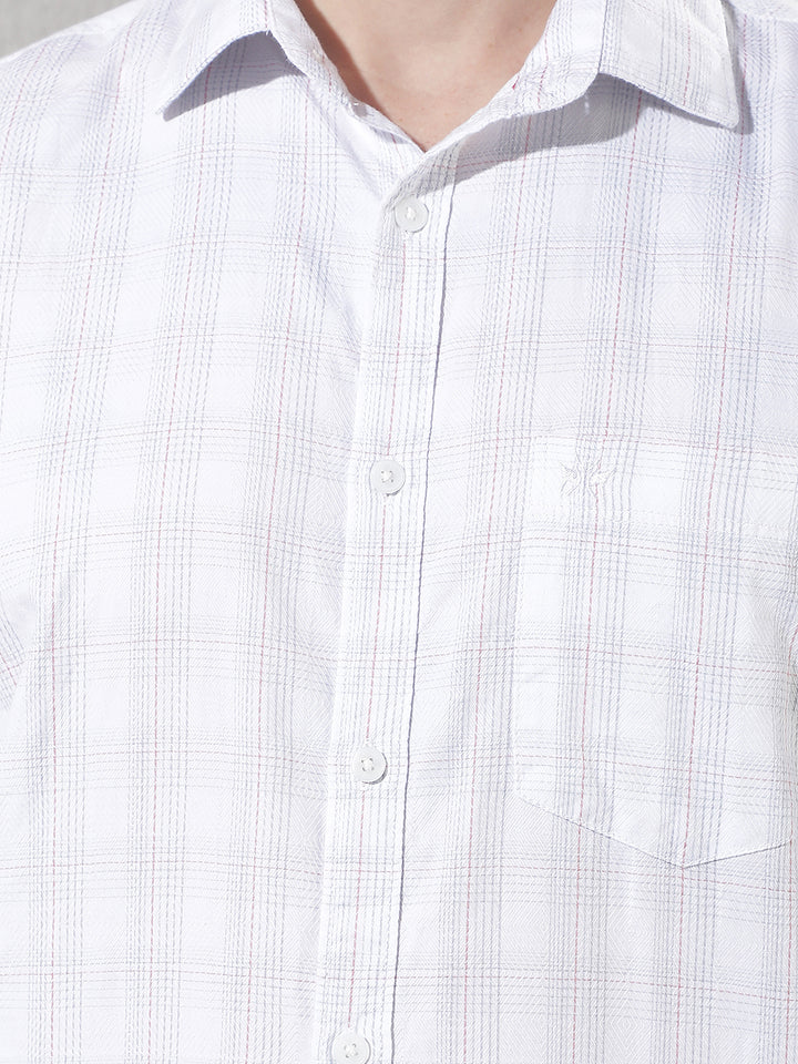 White 100% Cotton Checked Shirt