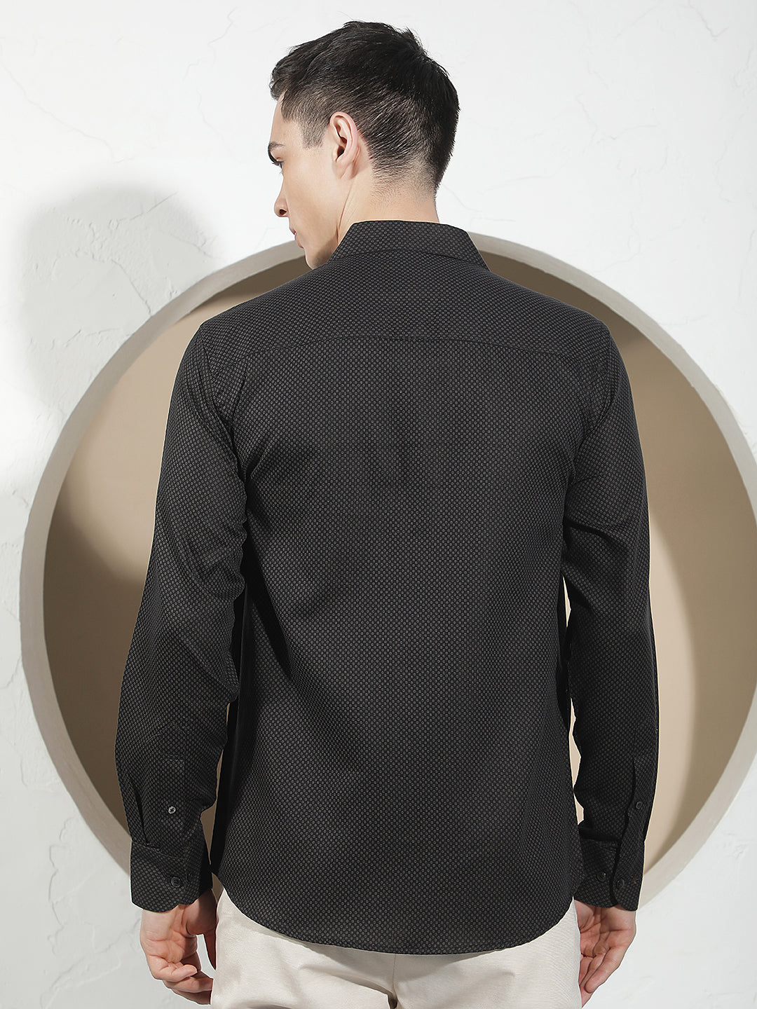 Navy Blue Printed 100% Cotton Shirt