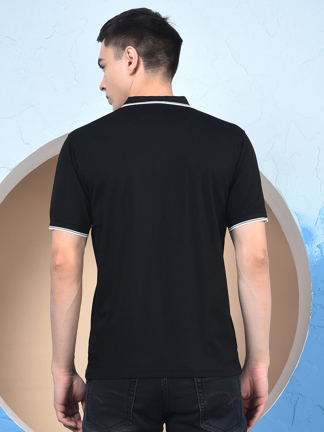 Noir Black Polo Neck T-Shirt