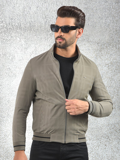 Beige Checked Puffer Jacket