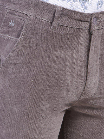 Grey Straight Corduroy Trousers