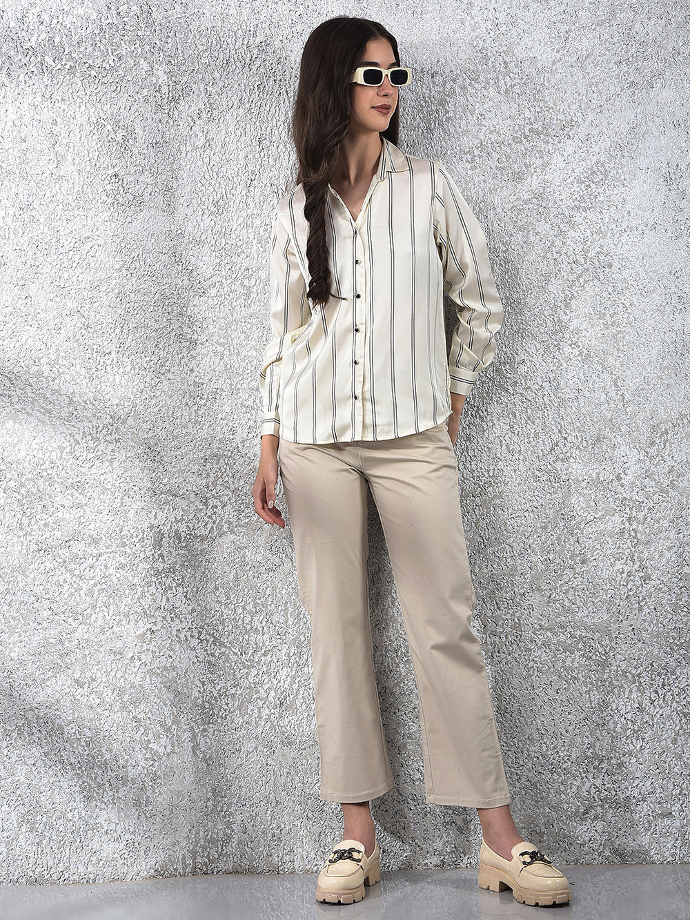 White Vertical Stripes Shirt