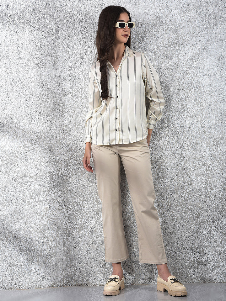 White Vertical Stripes Shirt