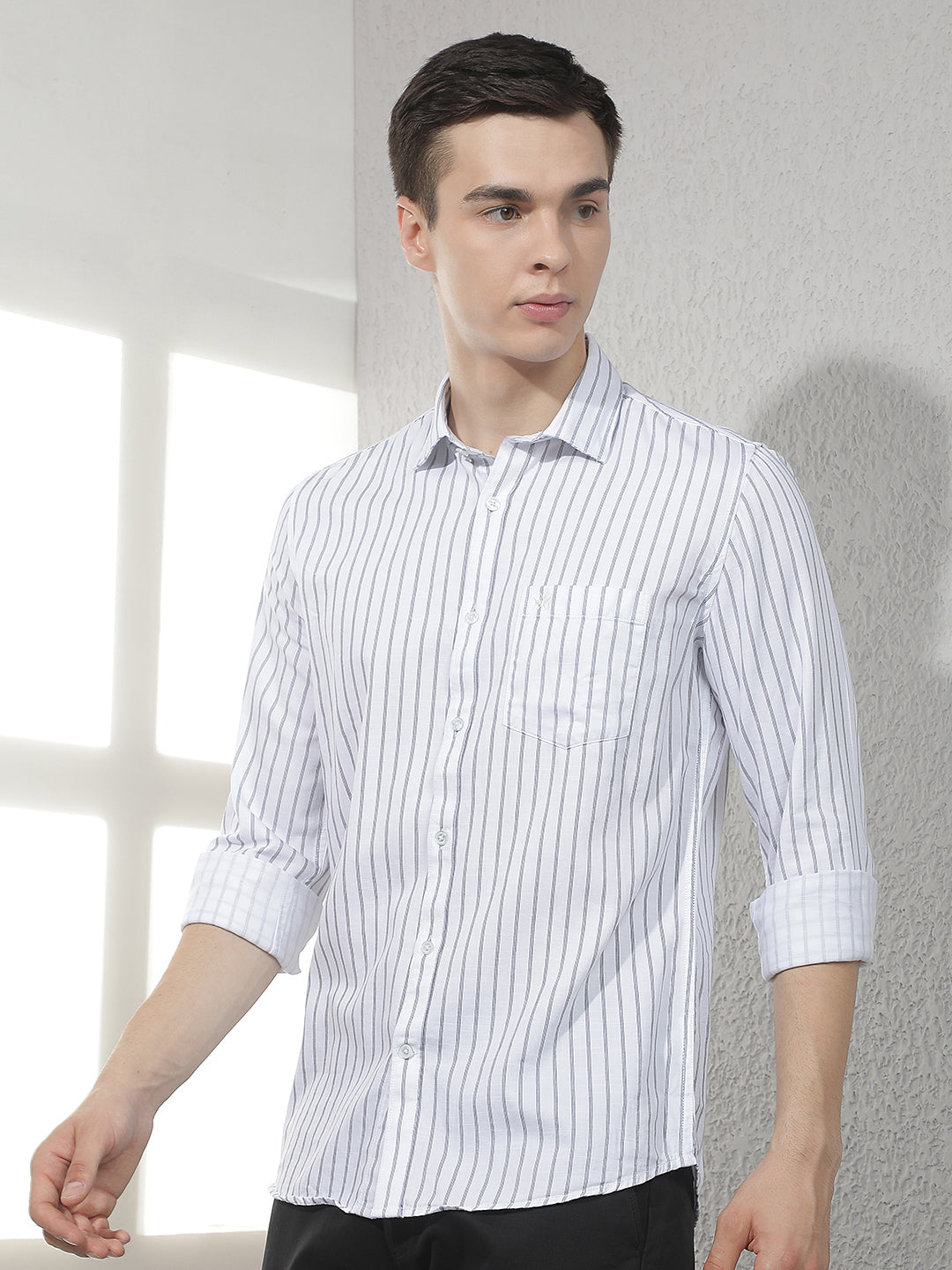 White Vertical Stripes Shirt