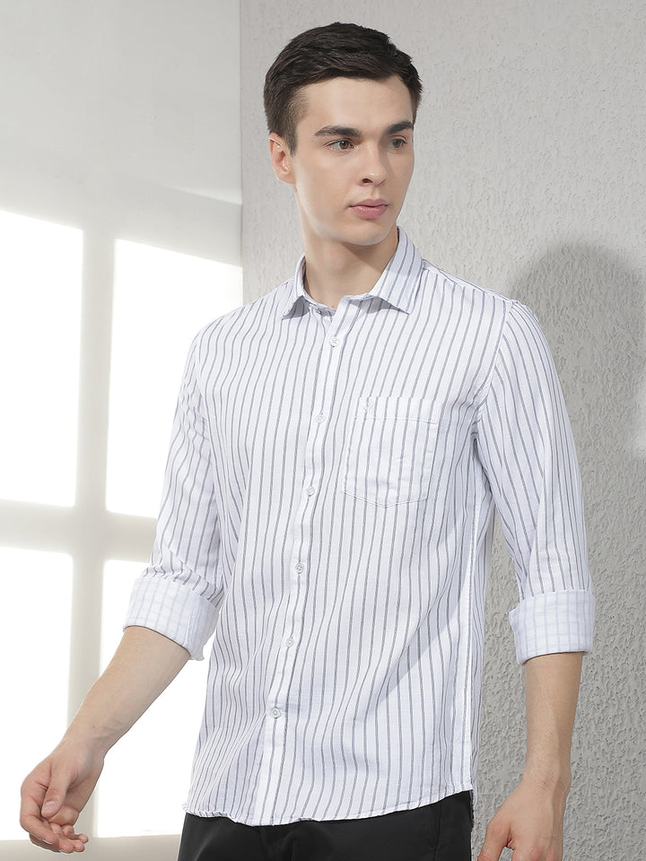 White Vertical Stripes Shirt