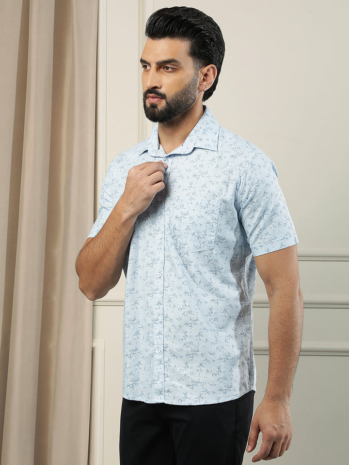 Blue Floral Print Shirt