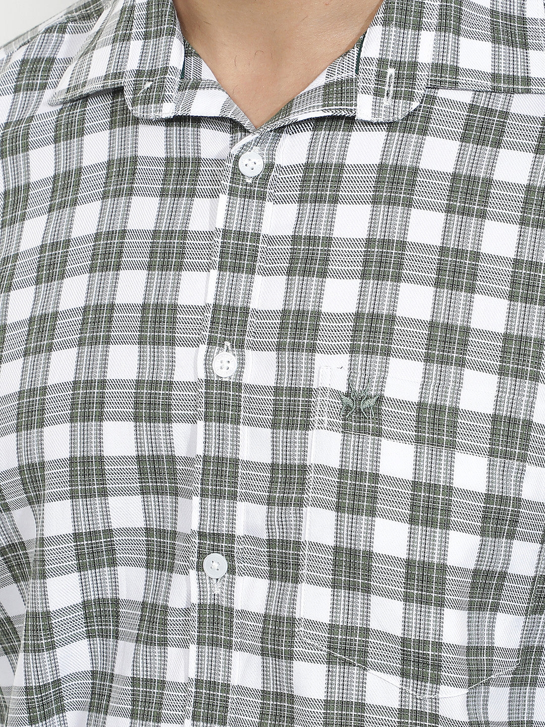 Green 100% Cotton Checked Shirt