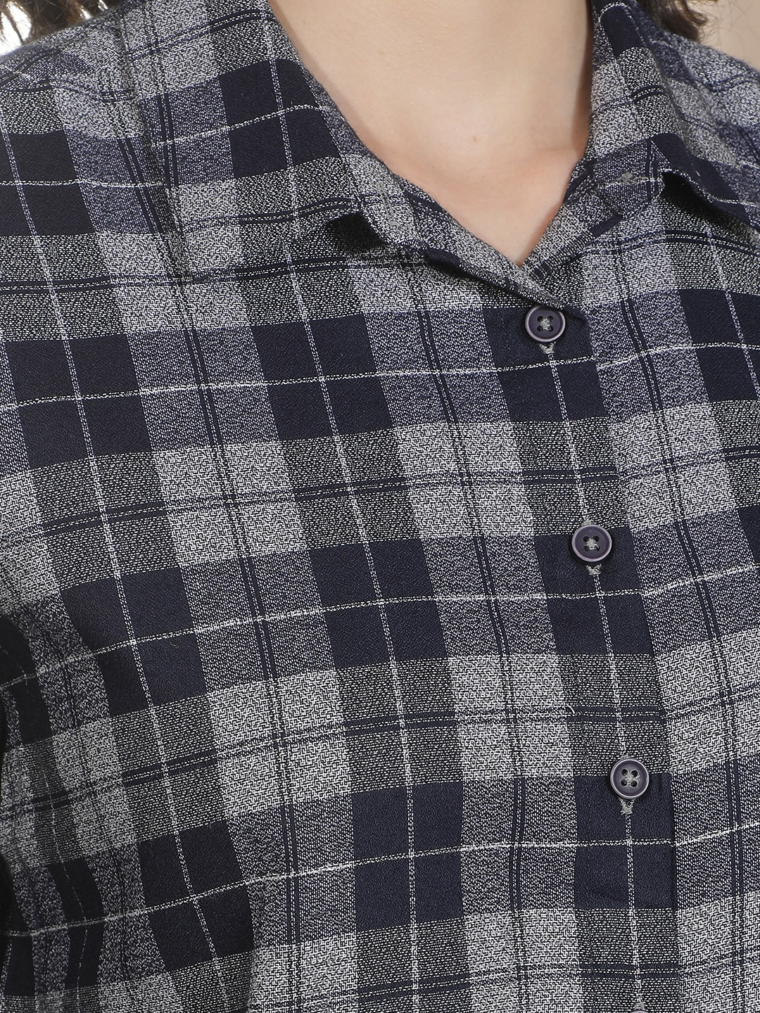 Navy Blue Checked Shirt