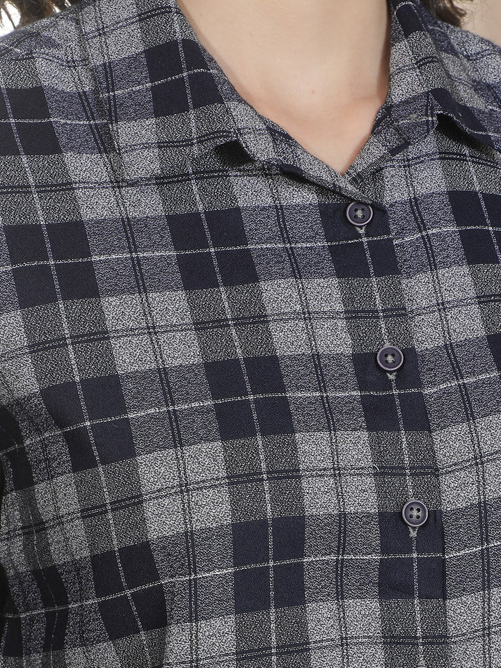 Navy Blue Checked Shirt