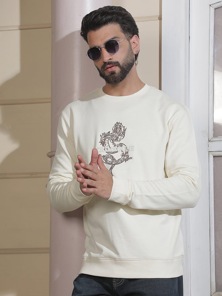 Cream Graphic Print Sweatshirt