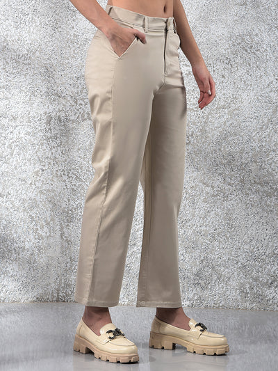Beige Straight Trousers
