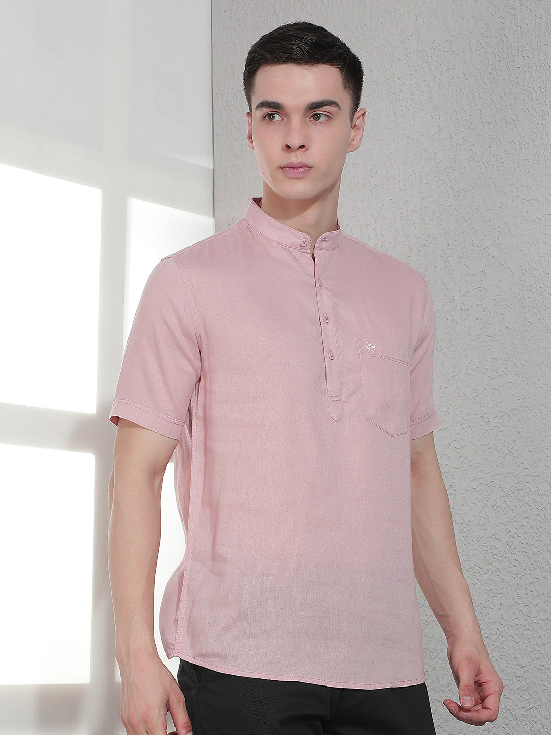 Vibrant Pastels Pink Linen Kurta