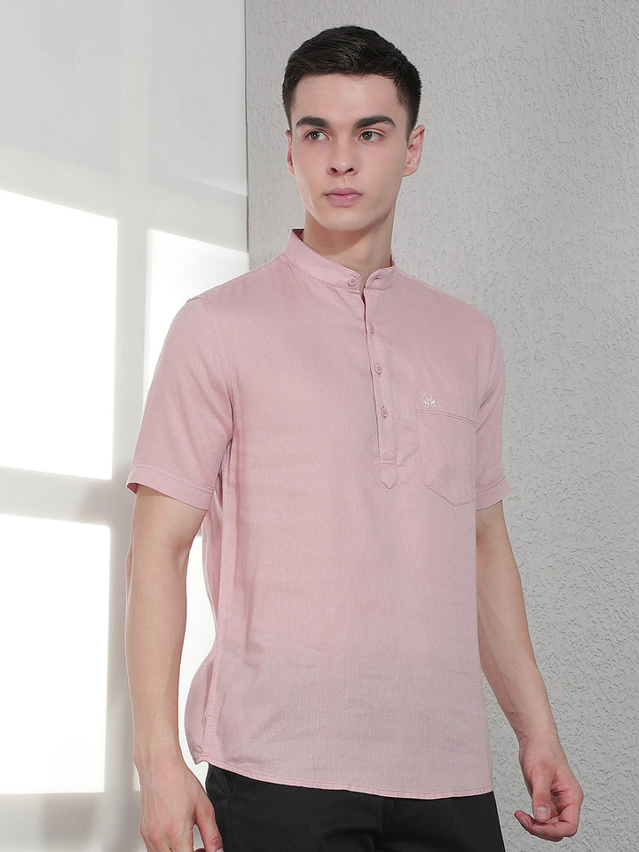Vibrant Pastels Pink Linen Kurta