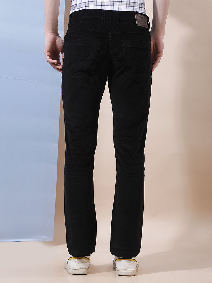 Minimalist Stealth Black Corduroy Trousers