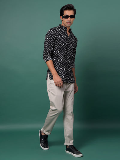 Grey Printed Trousers