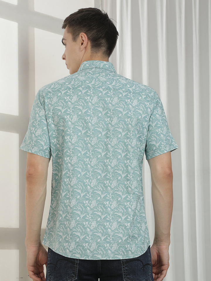 Green Floral Print Shirt