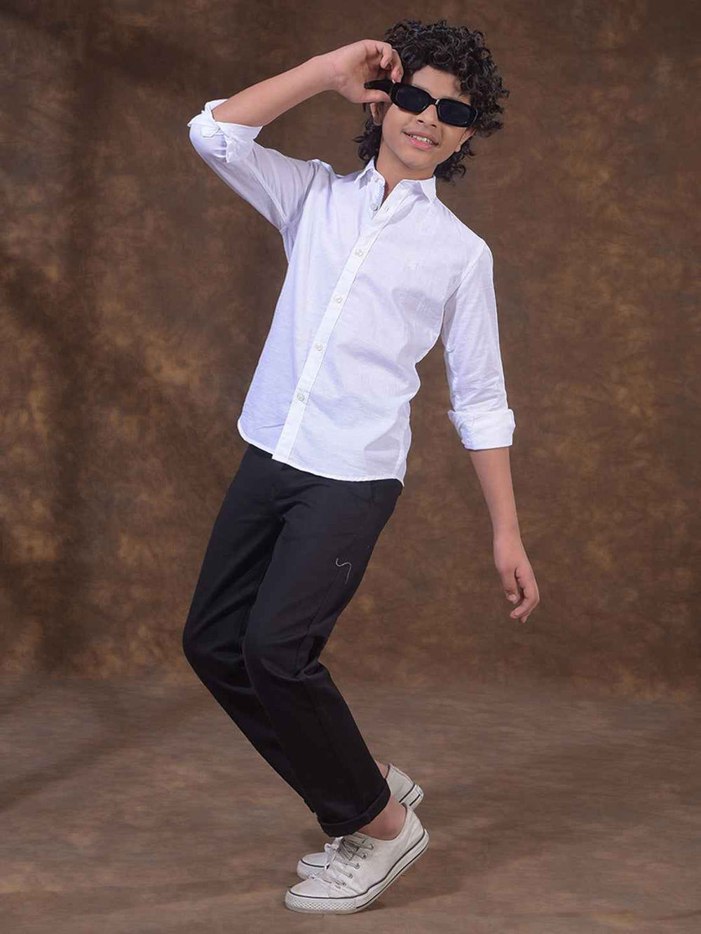 White Textured Linen Shirt