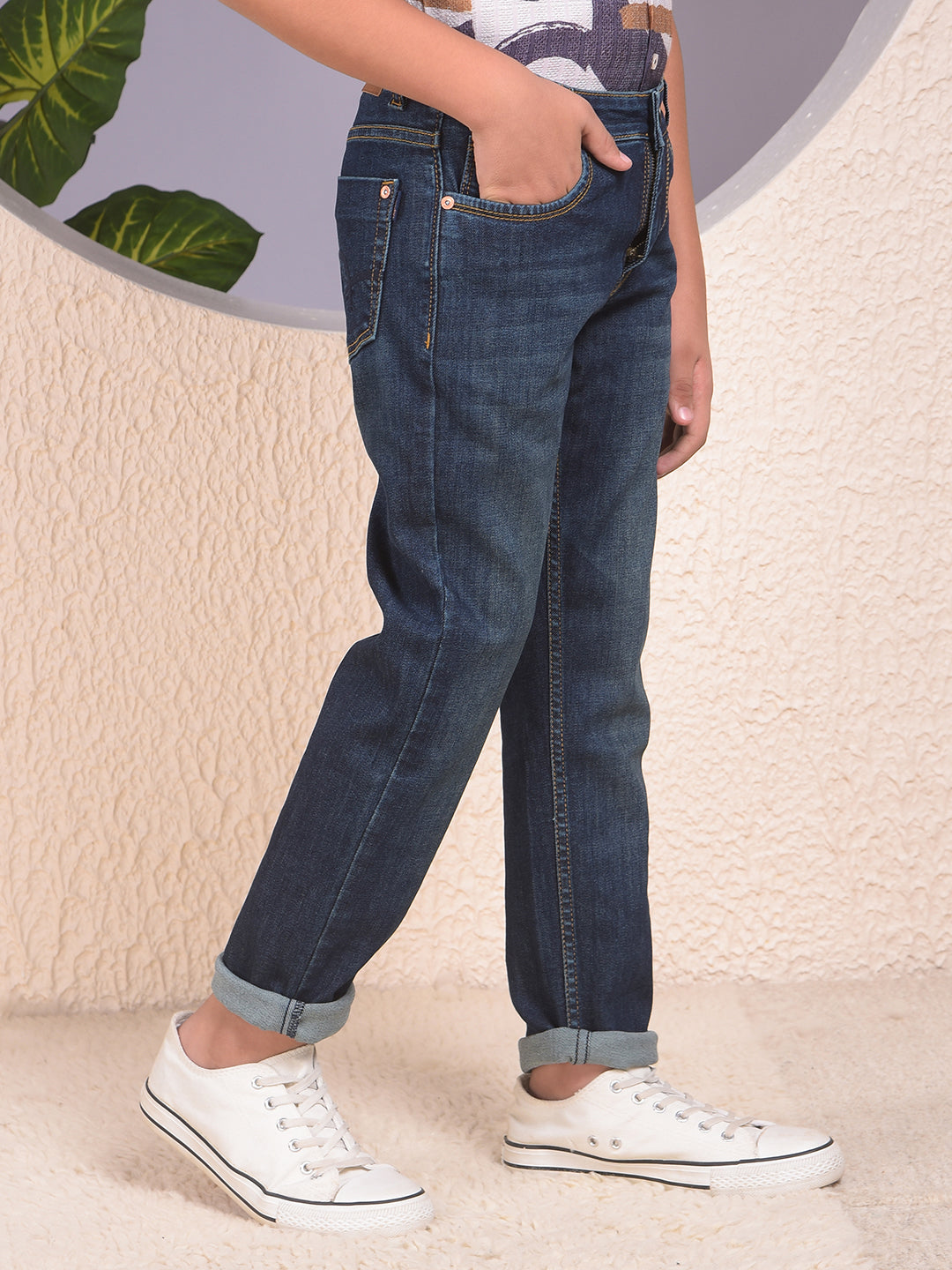 Casual Dark Blue Dark Wash Jeans