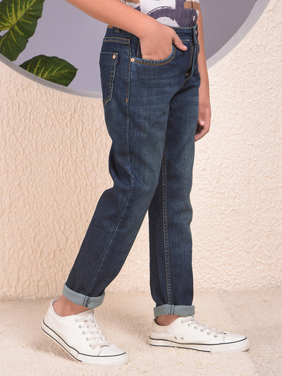 Casual Dark Blue Dark Wash Jeans