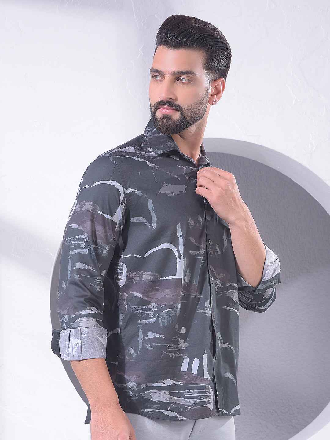 Grey Textured Surface Shirt