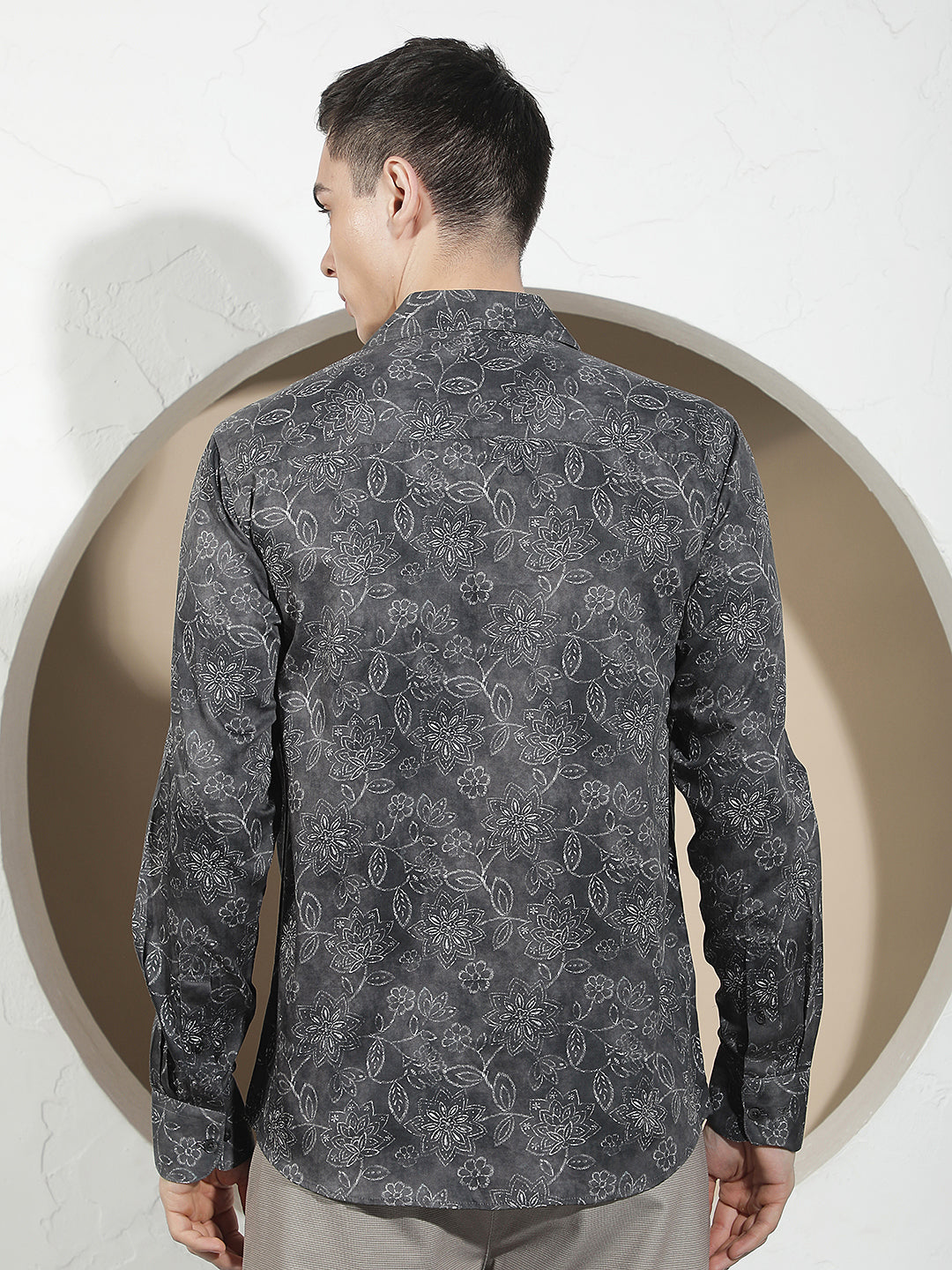 Olive Floral Print 100% Cotton Shirt