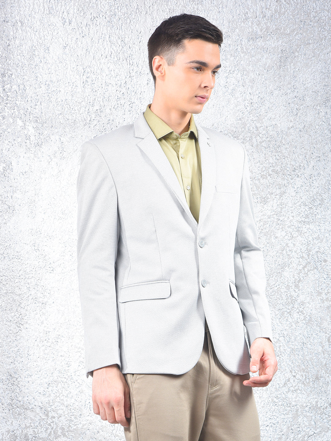 Grey Notched Lapel Single Breasted Blazer