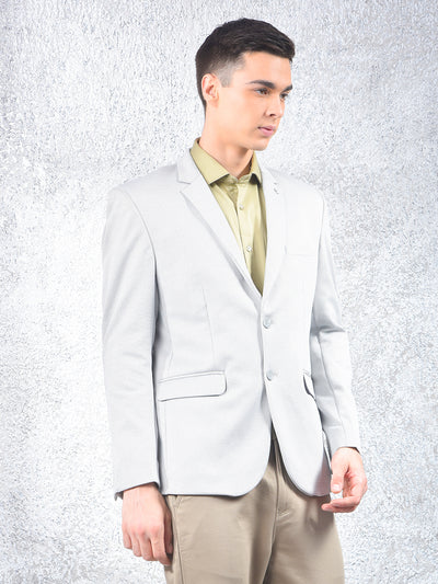 Grey Notched Lapel Single Breasted Blazer