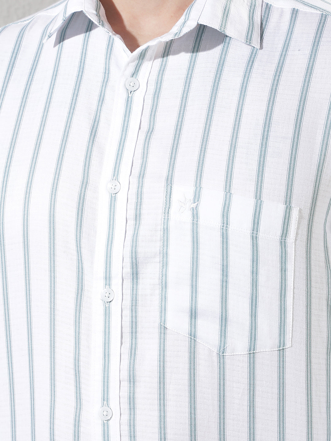Mint Green 100% Cotton Verical Stripes Shirt