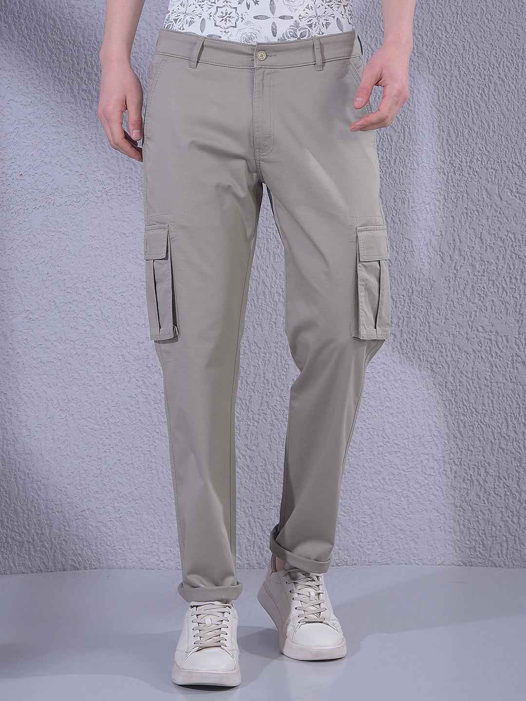 Grey Straight Cargo Trousers