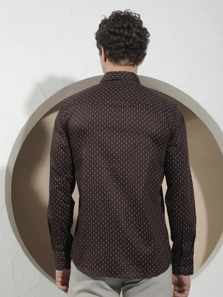 Wine Micro Print Shirt
