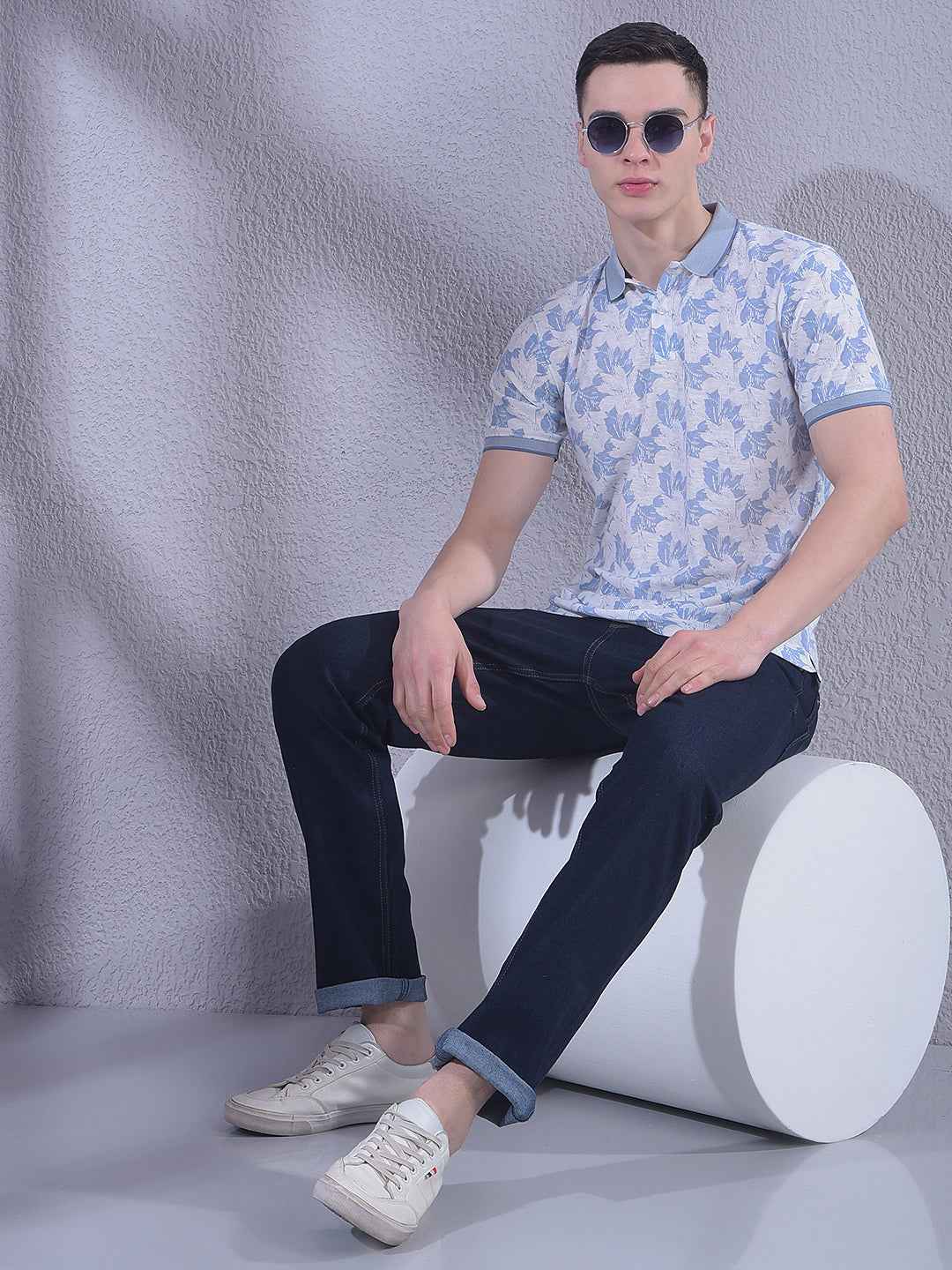 Blue Floral Print T-Shirt