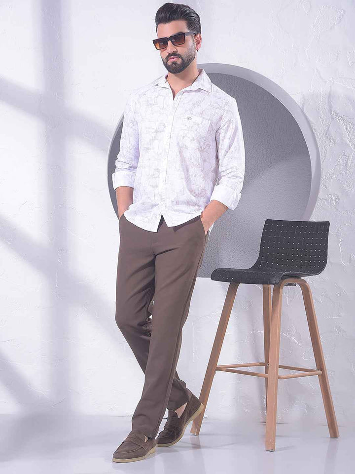 Brown Abstract Print Shirt