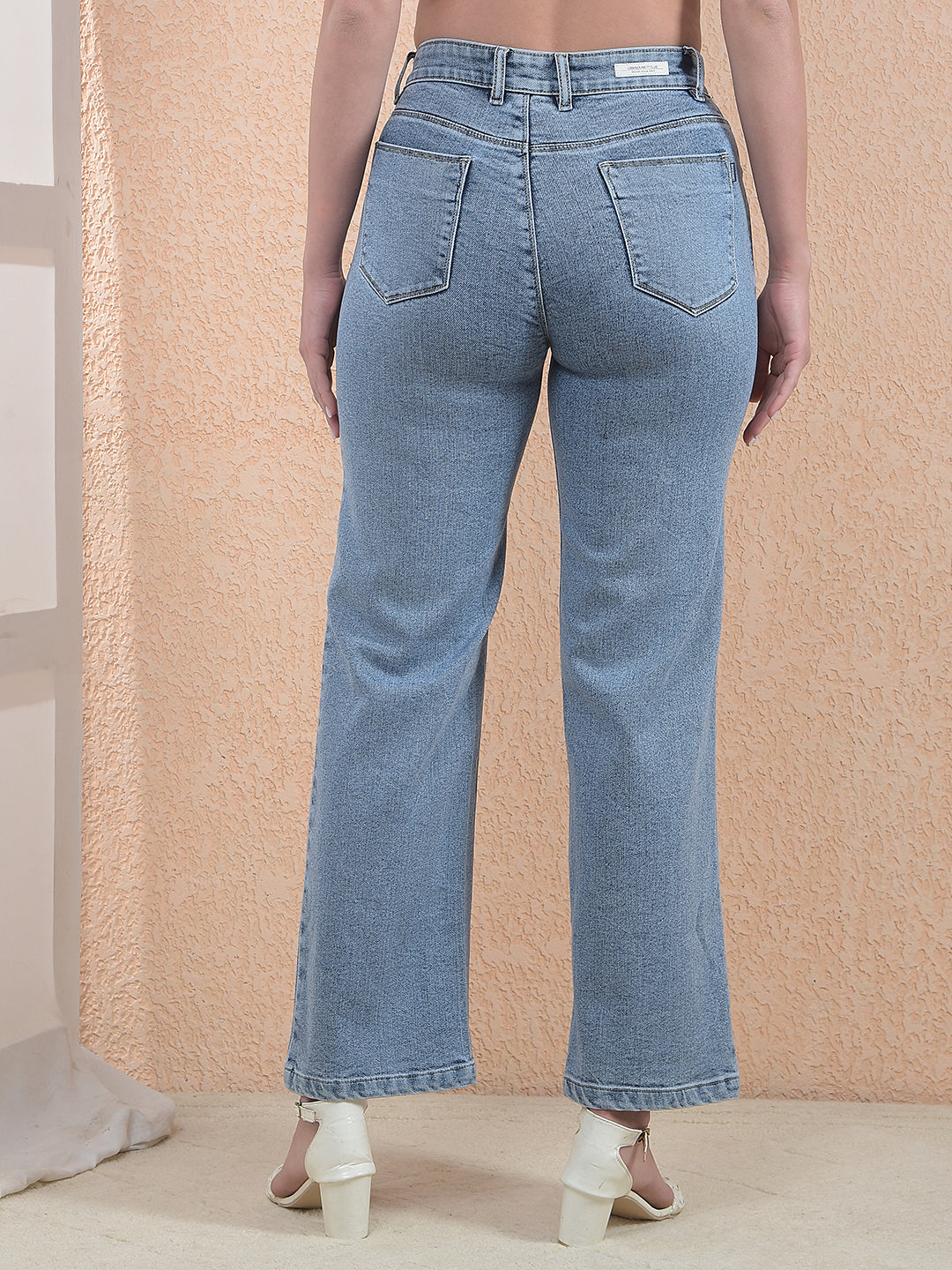 Blue Clean Cut Wide Denim