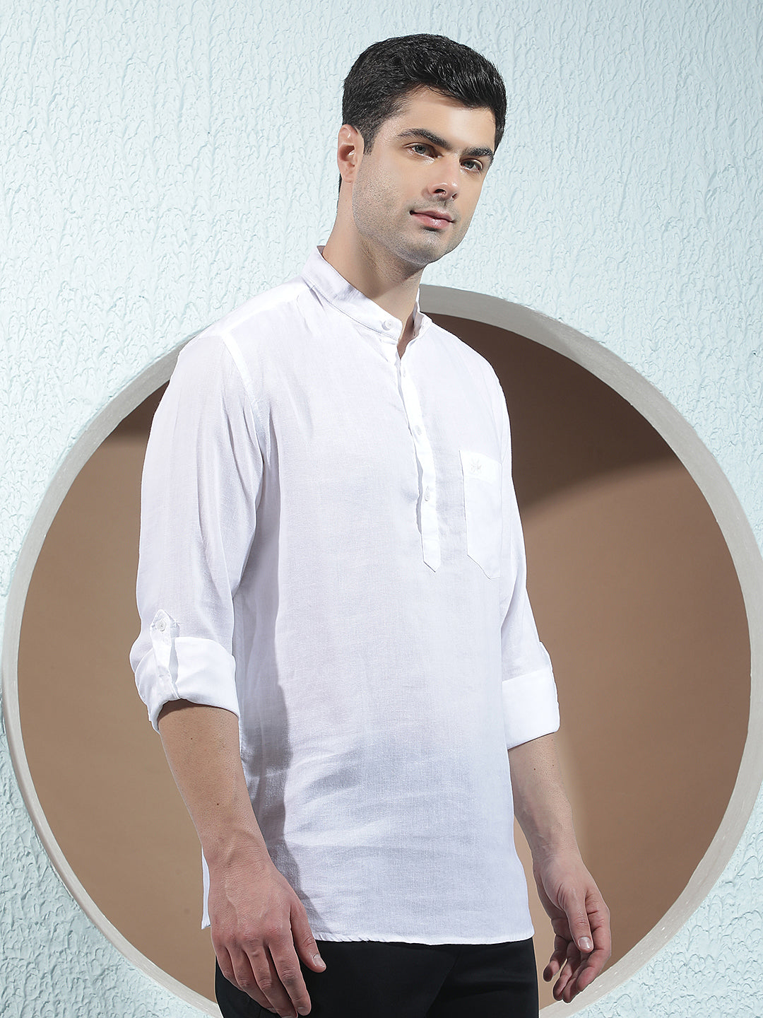 Tailored Arctic White Linen Kurta