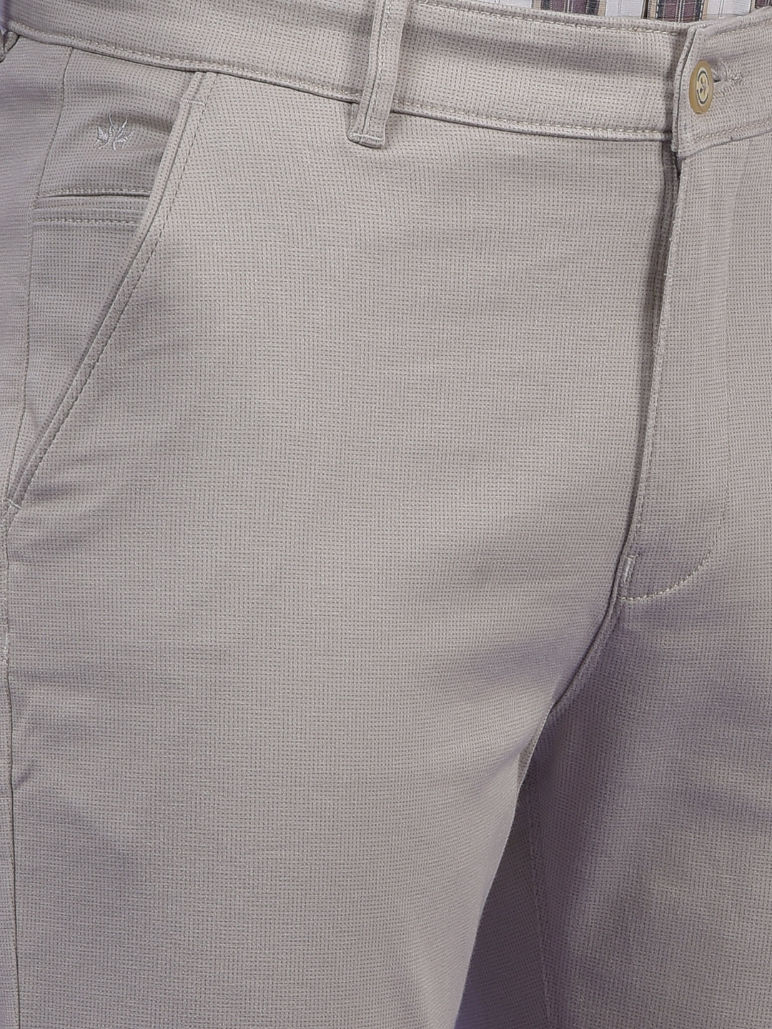 Beige Printed Trousers