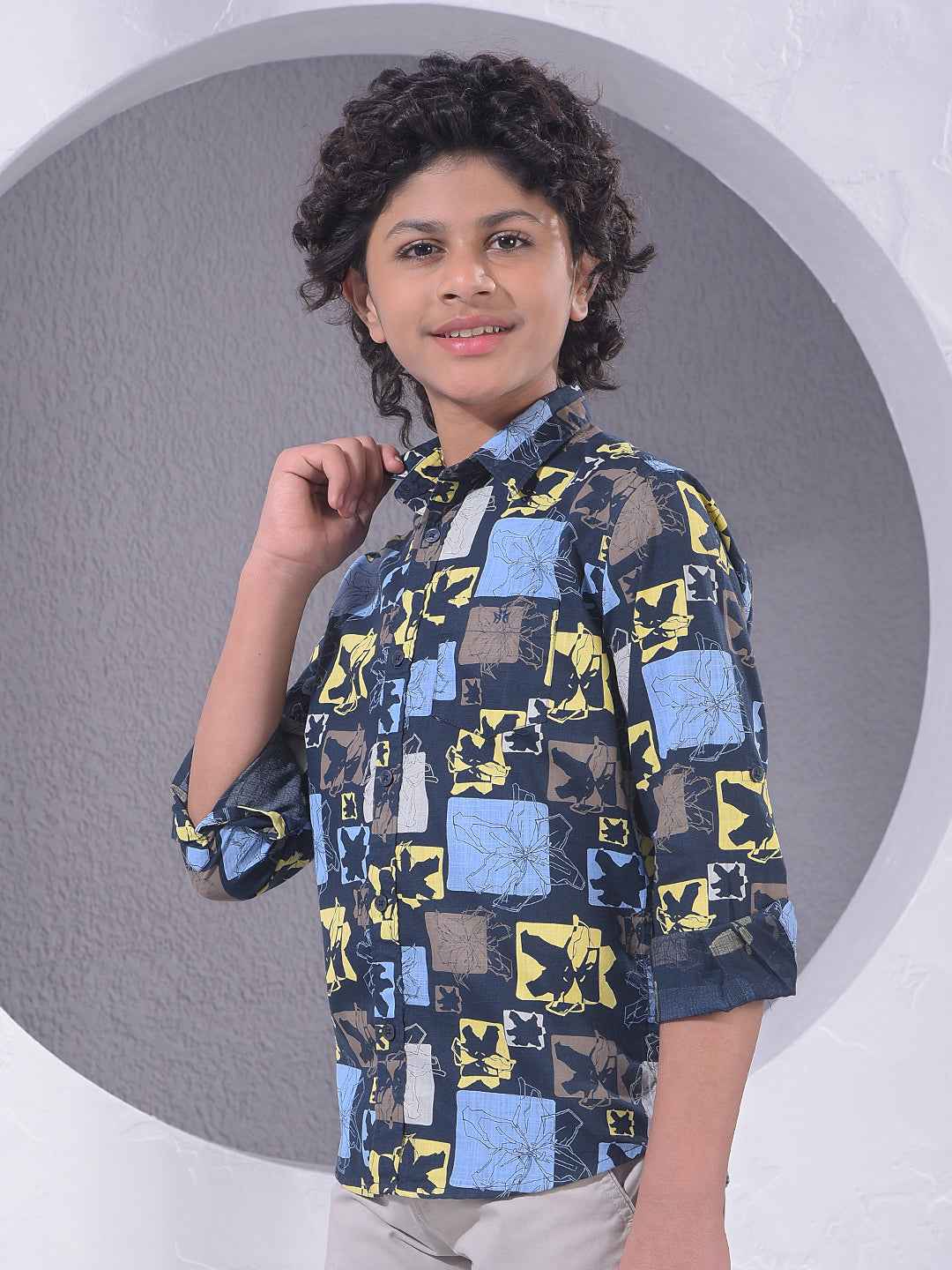 Blue Printed 100% Cotton Shirt