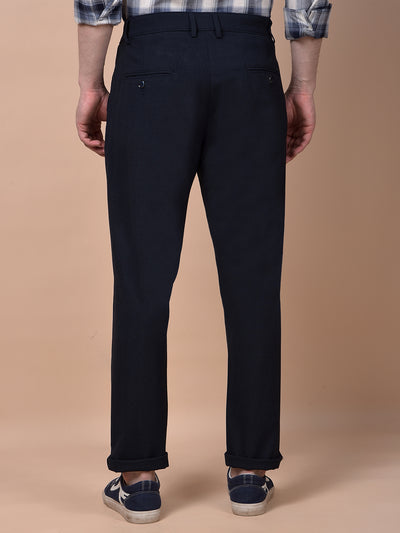 Navy Blue Checked Trousers