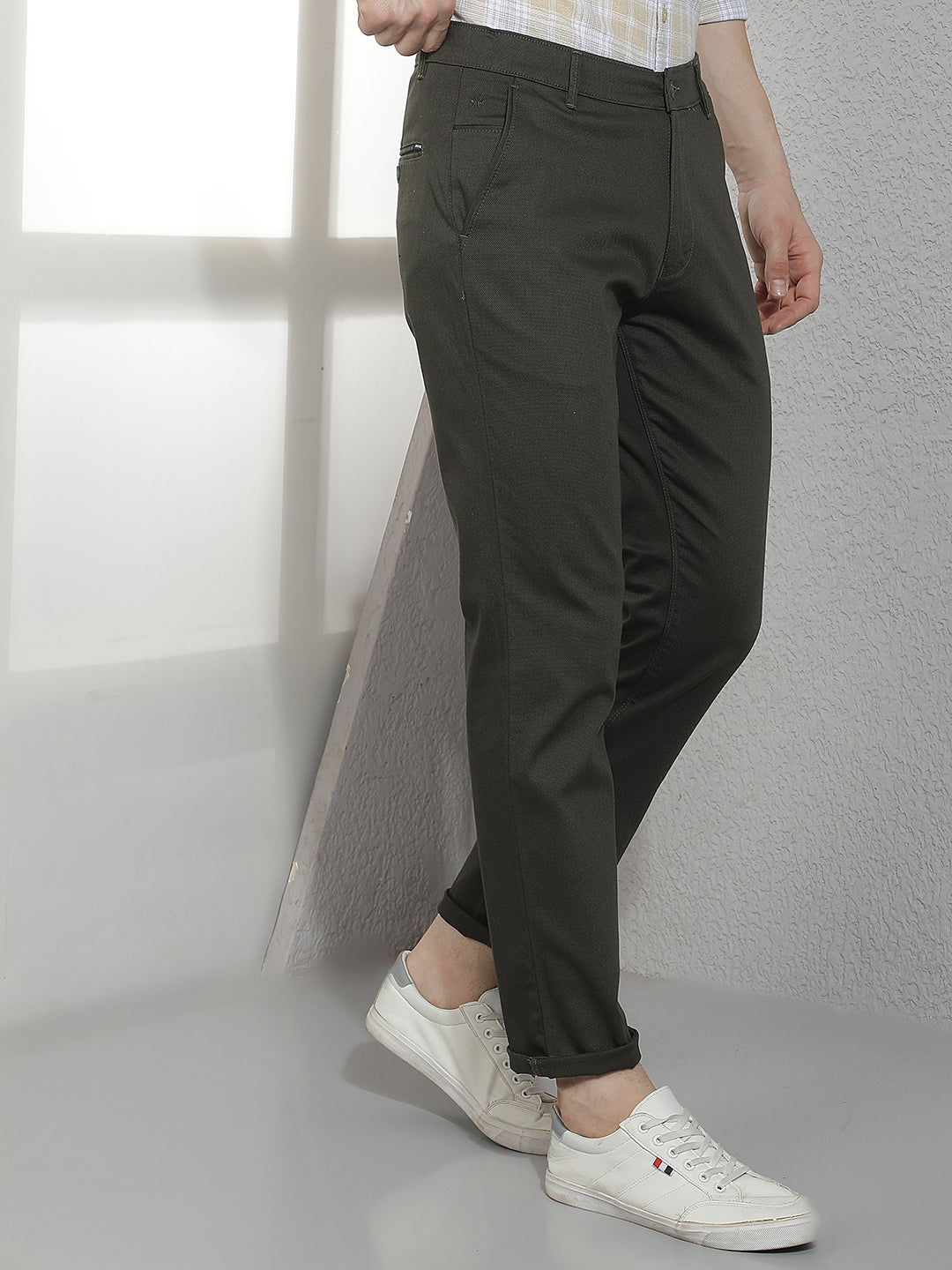 Smart Dark Olive Casual Trousers