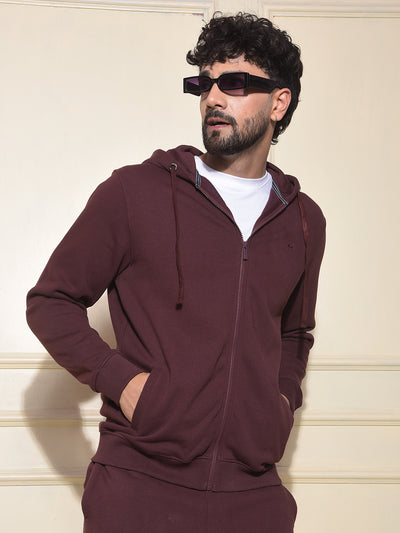 Modish Brown Hooded Neck Sweatshirt