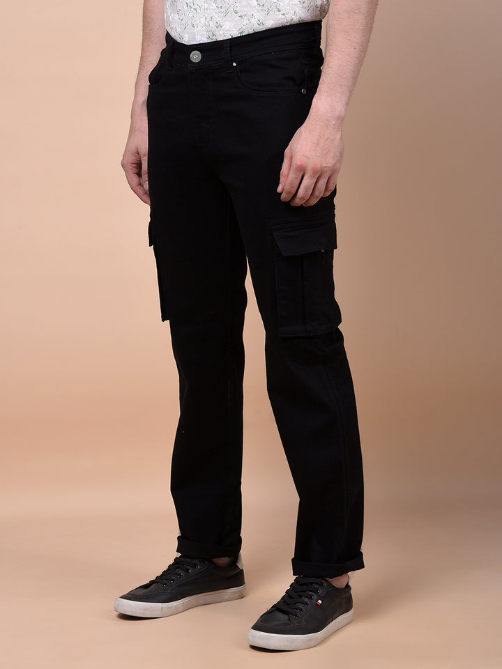 Black Straight Cargo Jeans