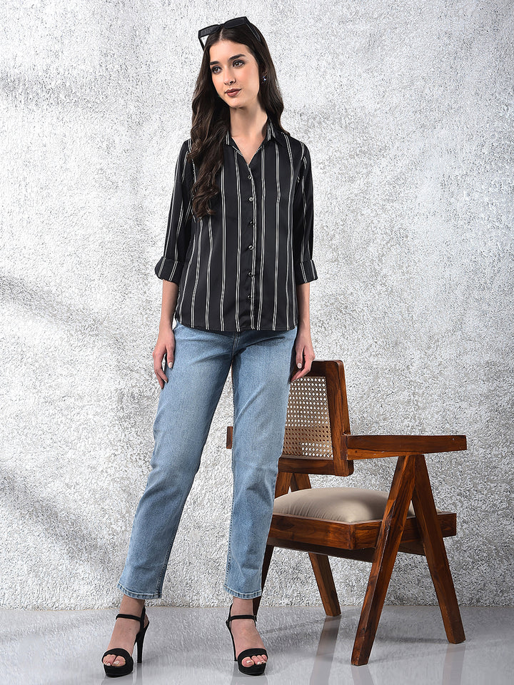 Black Vertical Stripes Shirt