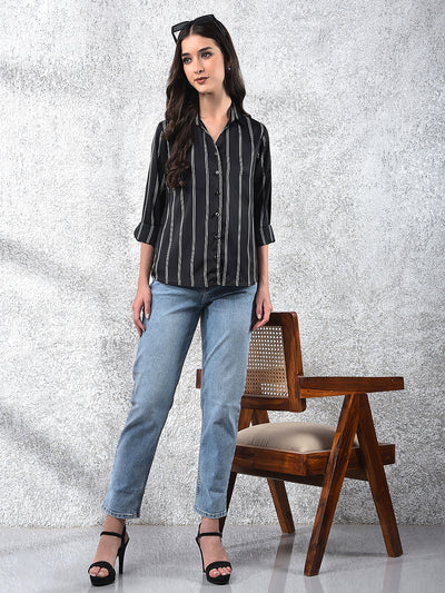 Black Vertical Stripes Shirt