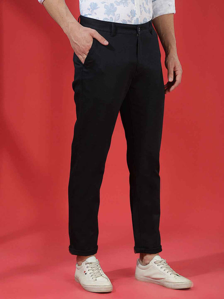 Navy Blue Stretch Smart Trousers