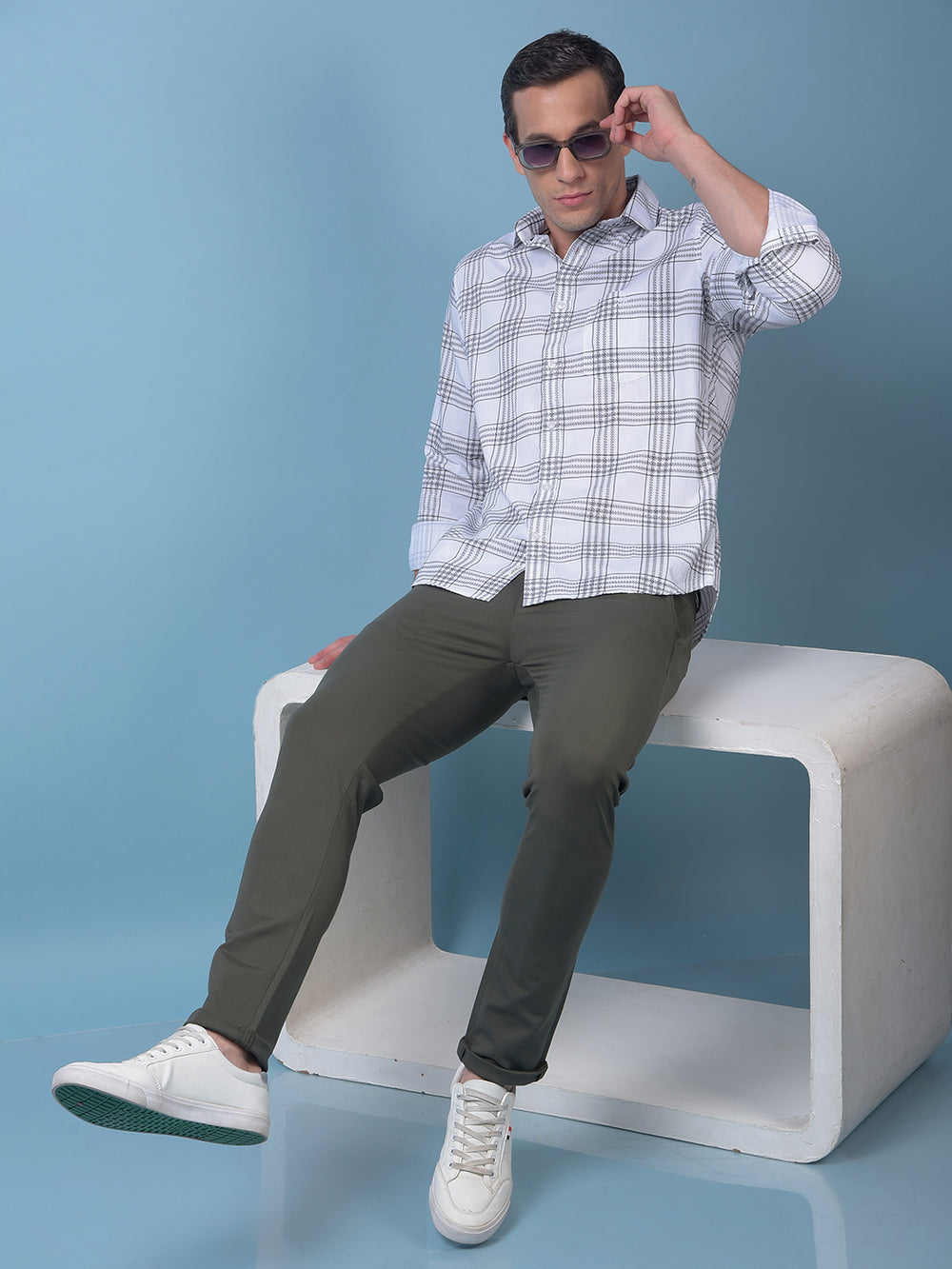 White Checked 100% Cotton Shirt