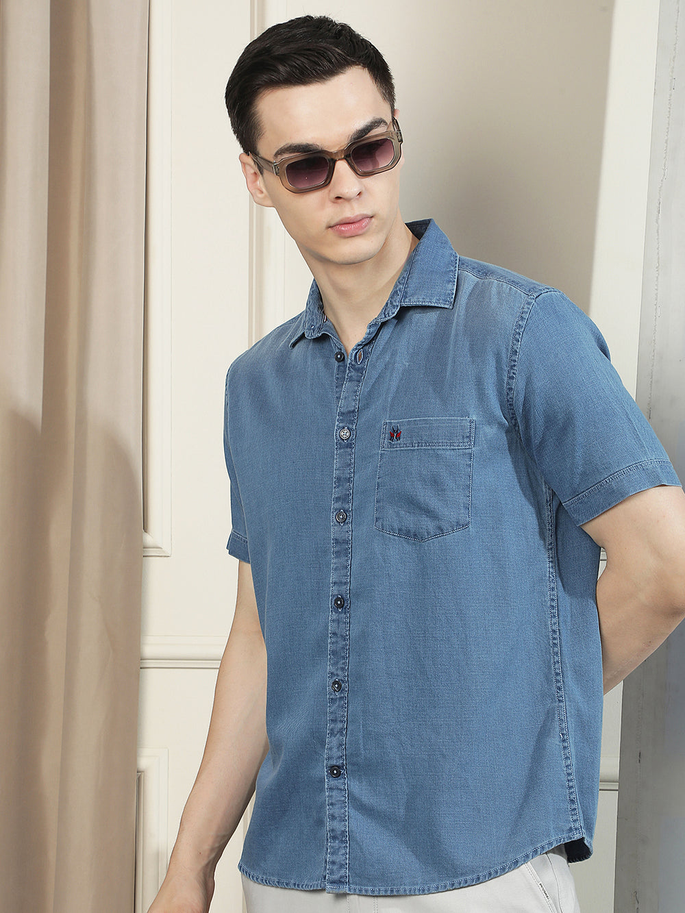 Blue 100% Cotton Denim Shirt