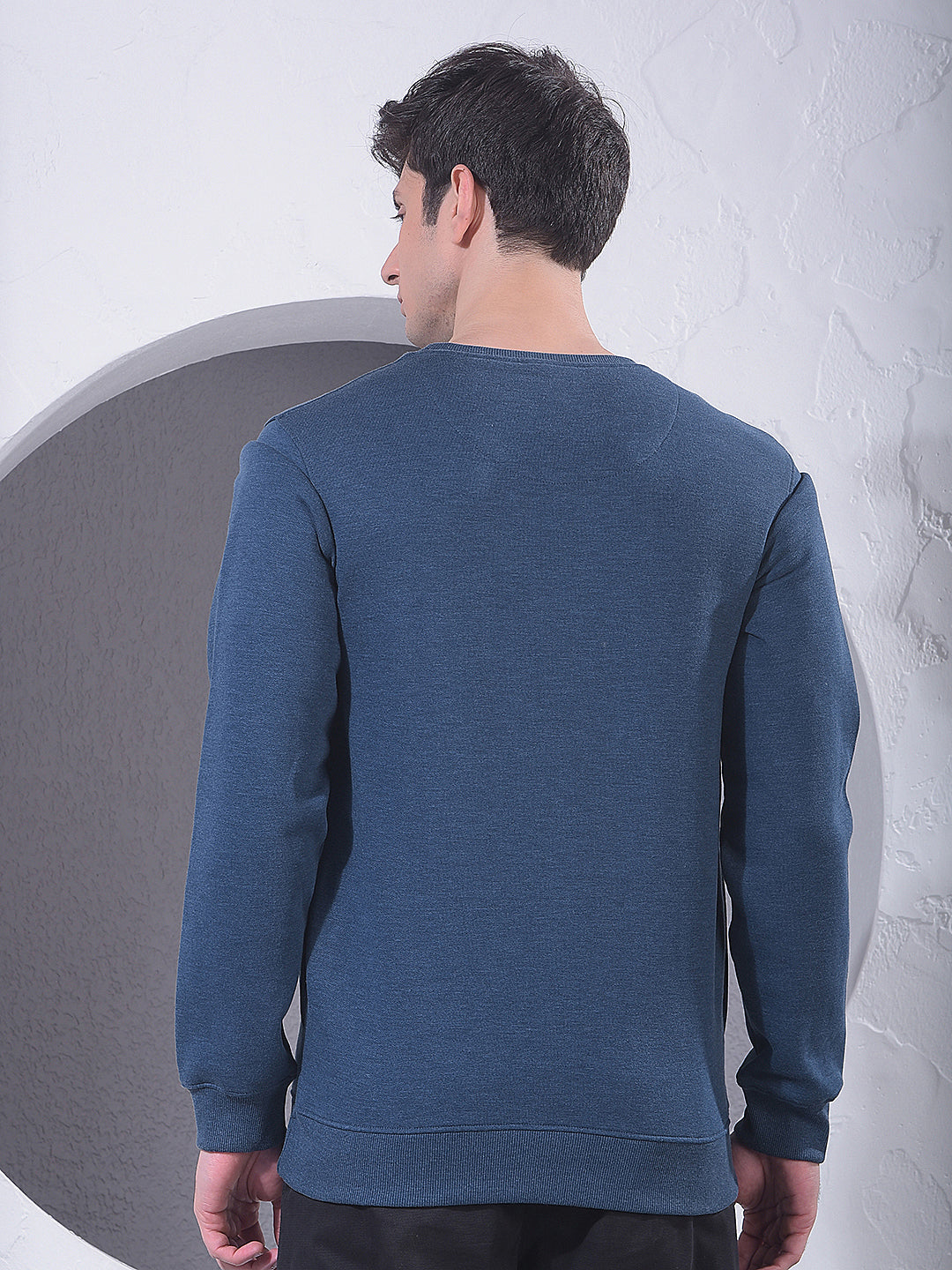 Blue Printed Sweatshirt-Men Sweatshirts-Crimsoune Club