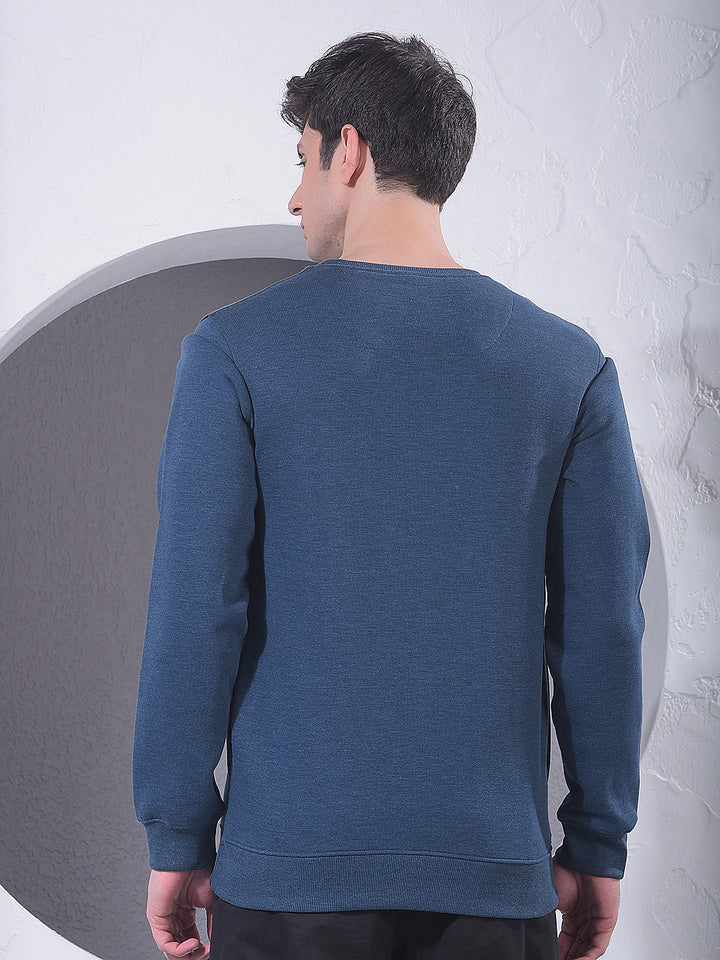 Blue Printed Sweatshirt-Men Sweatshirts-Crimsoune Club