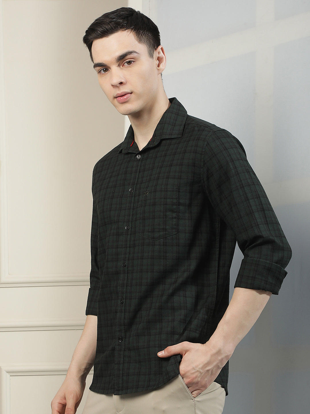 Green Checked 100% Cotton Shirt